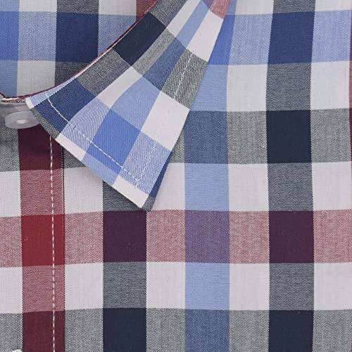 Image of GHPC 100% Cotton Checkered Half Sleeves Regular Fit Formal Shirt for Men