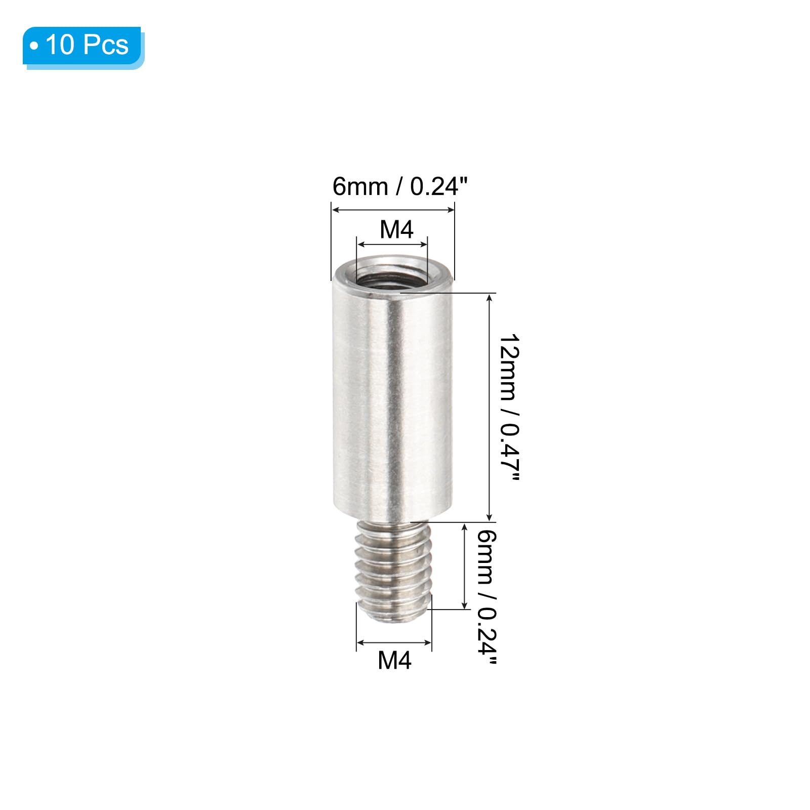 PATIKIL 10 Pcs M4x12+6mm Stainless Steel Standoff Extension Posts Screws,Metric Male Female Thread Adapters Spacer for PCB,Quadcopter Drone,Computer & Circuit Board Assortment Kit - Image 2