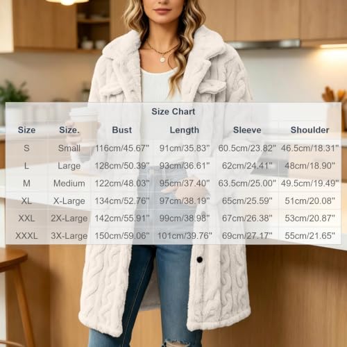 XOGWVJ Womens Fleece Jacket Sherpa Long Coat Button Down Fuzzy Teddy Textured Lapel Collar Winter Casual Outerwear 2026 Fall Jackets for Women 2026 Beige S - image 4