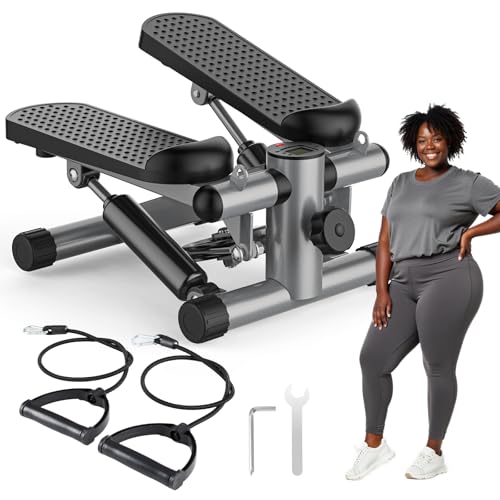 Image of OLIXIS Stepper Machine with Resistance Bands - Mini Stair Stepper for Home Exercise, Portable Weight Loss & Full Body Workout Equipment