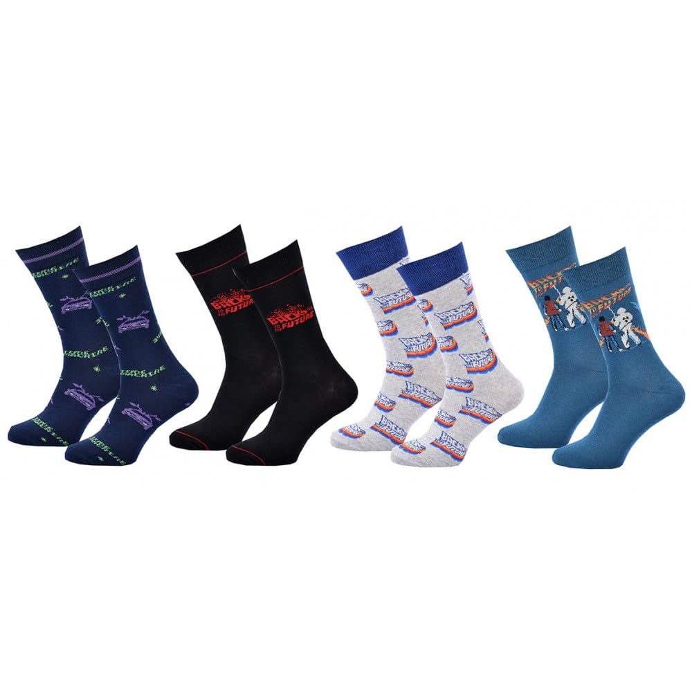 Ozabi BACK TO THE FUTURE Socks Pack for MEN (as8, numeric, numeric_9, numeric_11, regular, regular, Pack of 4 Pairs 1487)