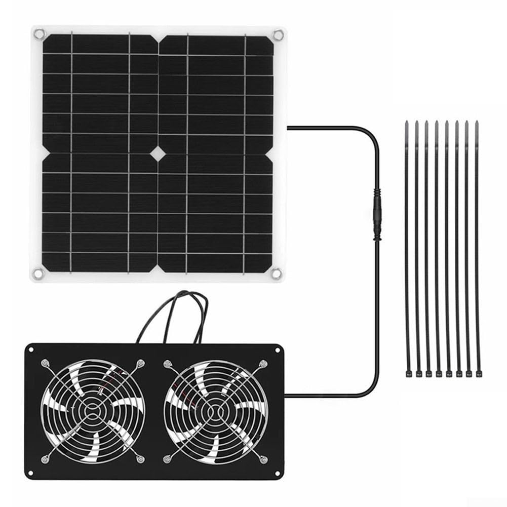 Solar Powered Ventilazione Fan Kit 100W Alta Circolatore D'aria Impermeabile Lega di Alluminio Per Serra Pollo Cane Kennel Nero