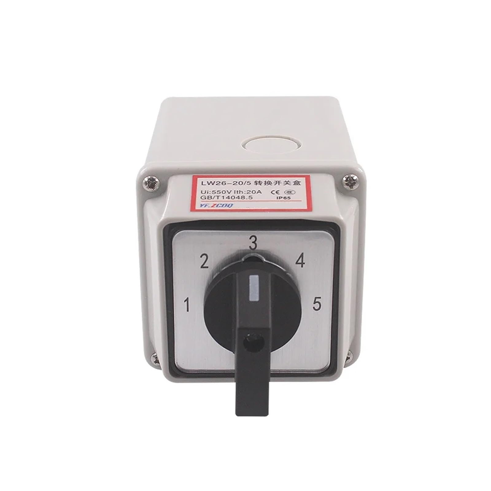 Interruptor de Leva rotatorio Transferencia, Caja Impermeable, Dos Cables, Cinco Grupos, 5 Posiciones, 20 A, con señal conmutación Potencia, YMW26 LW26-20/5M
