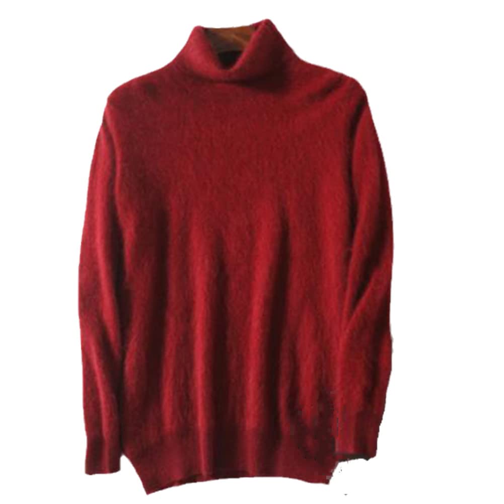 Golf męski sweter z norek kaszmir jesień zima sweter ciepły męski sweter sweter sweter, Burgund, S