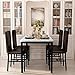 AWQM 5 Piece Dinning Table Sets for 4, Marble Kitchen Table and Chairs for 4,Dining Room Table Set with PU Leather Chairs,Faux Marble Dining Set for Small Spaces,Living Room,White+Brown