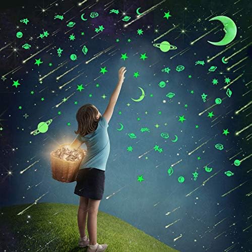 232Pcs Glow in Dark Stars Stickers,Glowing Stars Moon Decals for Ceiling Wall Decoration Perfect for Kids Bedding Room Birthday Party Gift