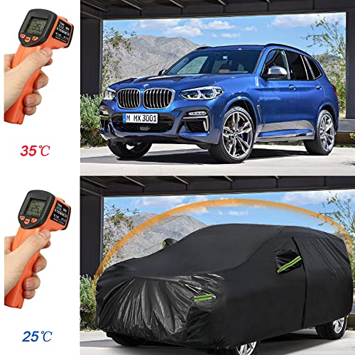 Image of KouKou Waterproof SUV Car Cover Suitable for Chevy Equinox Chevrolet from 2005 to 2025, 7 Layers Windproof All Weather Waterproof Outdoor Cover Sun Rain UV Dust Snow Protection. Black