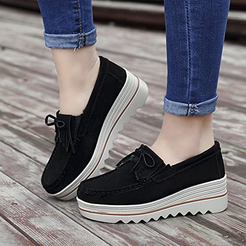 Image of YING LAN Women Slip On Loafers Comfort Suede Moccasins Wide Low Top Shoes