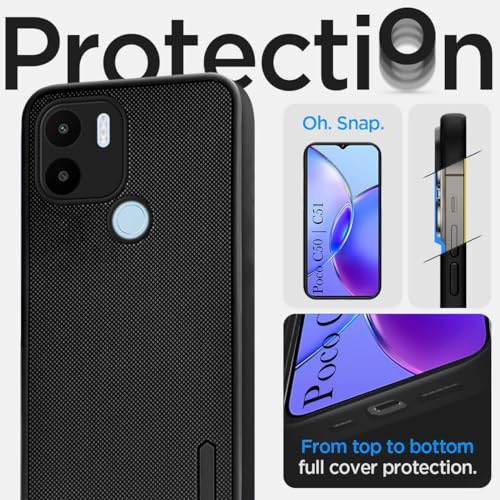 Image of Jkobi Back Cover Case for Poco C50 | Poco C51 (Textured Grip Design | Camera Protection | Slim and Light Weight | Soft Touch and Feel | Black)