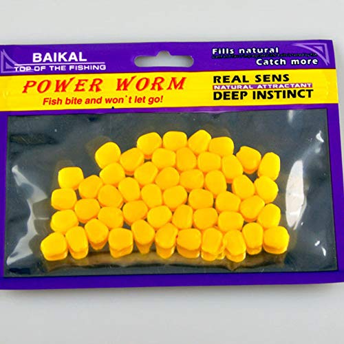 Jammas 50PCS Lot Soft Corn Carp Fishing Lures with Silicone of Artificial Pop-up Floating Baits Corn Fake carp Feeder Fish Lure Pesca - (Color: Yellow)