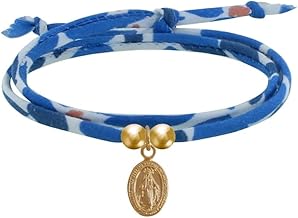 LES POULETTES BIJOUX - Bracelet Double Tour Lien liberty et Petite Médaille Vierge Miraculeuse Plaqué Or