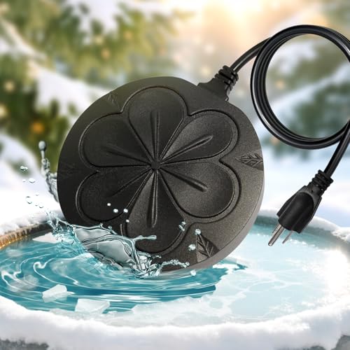 Poffattr 110W Bird Bath Heater for Outdoors in Winter, Submergible Cast Aluminum Chicken Water Heater with Thermostatically Controlled Bird Bath Deicer Pond Deicer for Livestock