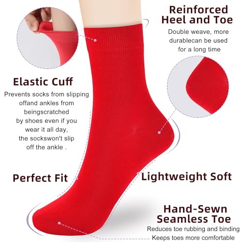 Image of ATBITER Women's Thin Cotton Crew Socks - Soft Above Ankle Bootie Casual Dress Socks 6-Pairs
