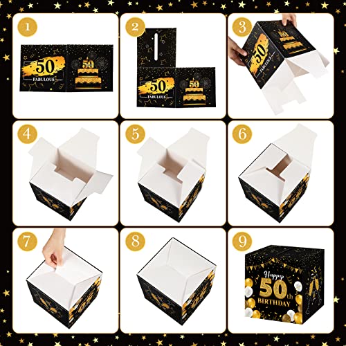 Image of Funrous 50th Birthday Party Message Card Box Cheers to 50 Years Black Gold Advice and Wishes Greeting Card Box for Men Birthday Decorations Party Supplies Anniversary Tables Sign Centerpieces Decor