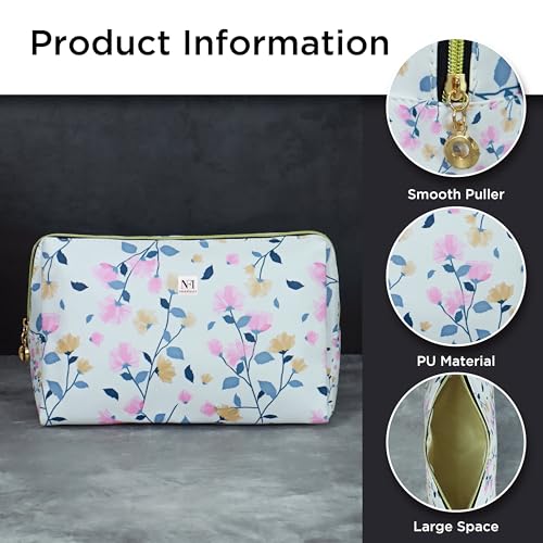 Image of NFI essentials Makeup Pouch Set of 3 Piece, Stylish Pouches for Makeup Accessories, Travel Pouch for Women, Cosmetic Pouch, Vanity Case, Jewellery Pouch, Toiletry Make up Bag