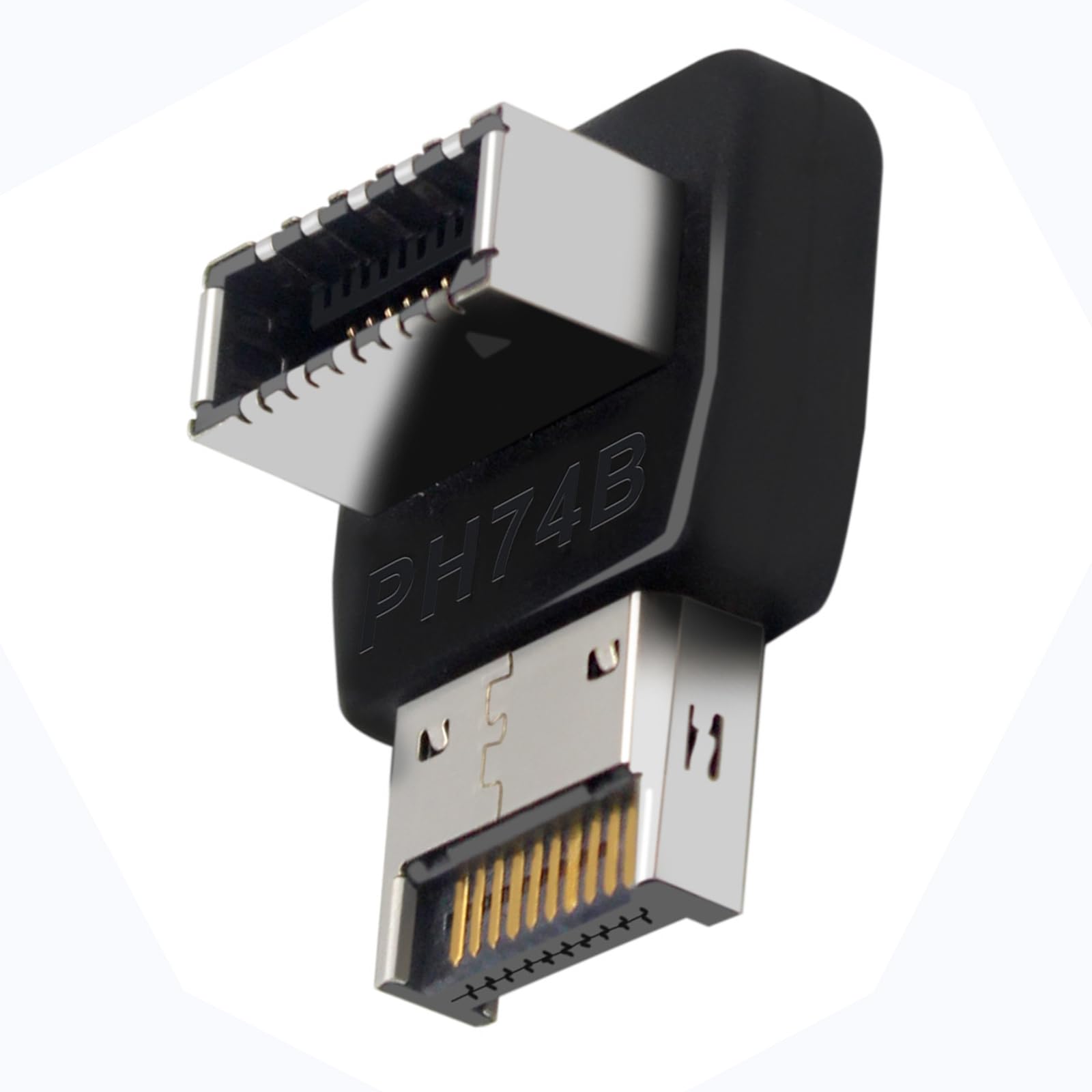 Adapter USB typu E pod kątem prostym, panel przedni męski na żeński do płyty głównej USB C (B)