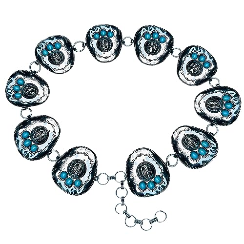 Western Metal Turquoise Cowboy Hat Chain Belt No.50