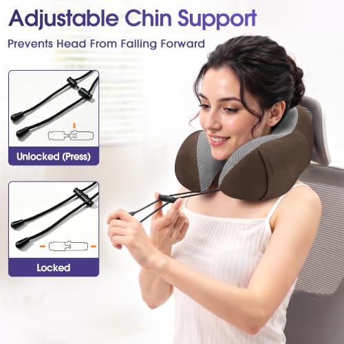 Image of CloudBliss Travel Pillows for Airplane, 2 Pack Memory Foam Neck Pillows for Travel, Compact Neck Pillows for Long Flight Sleeping, Plane Accessories with Eye Mask, Earplugs, Storage Bag, Black & Brown