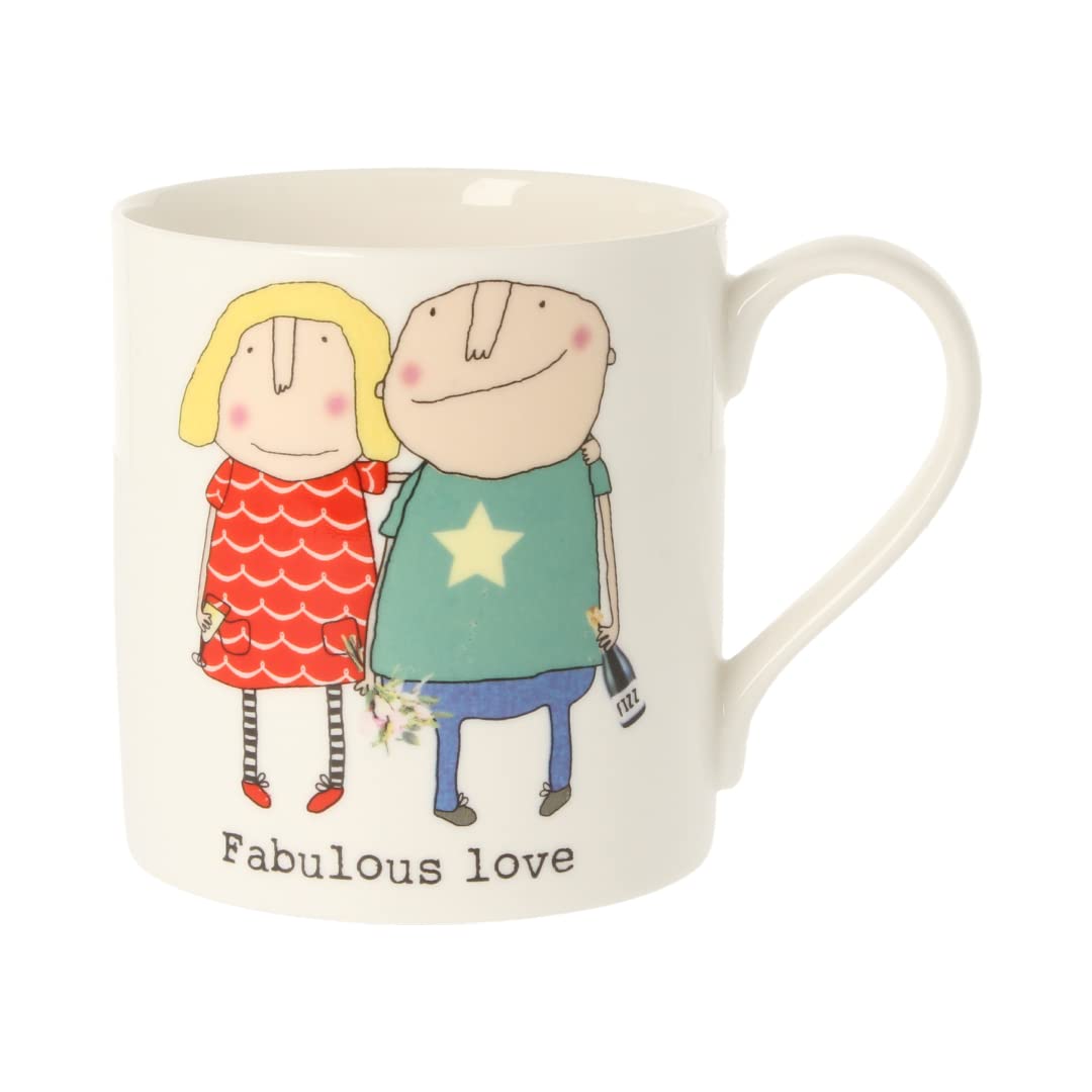Rosie Made A Thing Fabulous Love Couple Mug Bone China Mug Gift Idea Her QRH59, White, 9cm x 8.5cm x 8.5cm