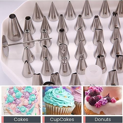 Juego De 55 Boquillas De Acero Inoxidable Para Glaseado Con Boquillas Decorativas, Clavos De Flores Y Acoplador Para Decoración Profesional De Pasteles, Cupcakes Y Repostería.