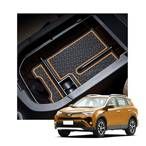 YEE PIN 2019 RAV 4 Center Console Tray Organizer Car Glove Box Storage Box Armrest Box Accessories for 2019 2020 2021 RAV 4 XA50 Console Organizer (orange)