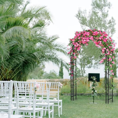 Arbuxzuy 88in Steel Garden Arch Arbor Trellis for Climbing Plants Outdoor,Yard,Garden,Climbing Plants 7ft Decorative Wire Lattice,Outdoor Wedding Arch(Black)