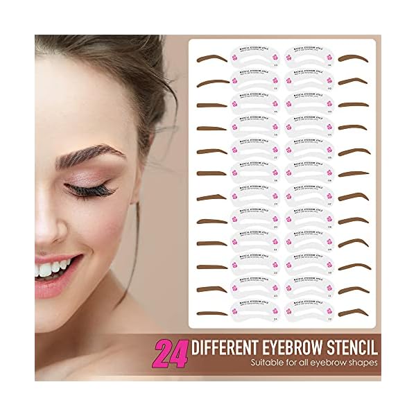 GOOSEL-Eyebrow-Stamp-Stencil-Kit-One-Step-Brow-Stamp-Shaping-Kit-with-24-Reusable-Eyebrow-Stencils-and-1-Eyebrow-Tint-Brush-Waterproof-Women-Makeup-Tools-Brown GOOSEL Eyebrow Stamp Stencil Kit, One Step Brow Stamp Shaping Kit with 24 Reusable Eyebrow Stencils and 1 Eyebrow Brush, Waterproof Women Makeup Tools (Brown)