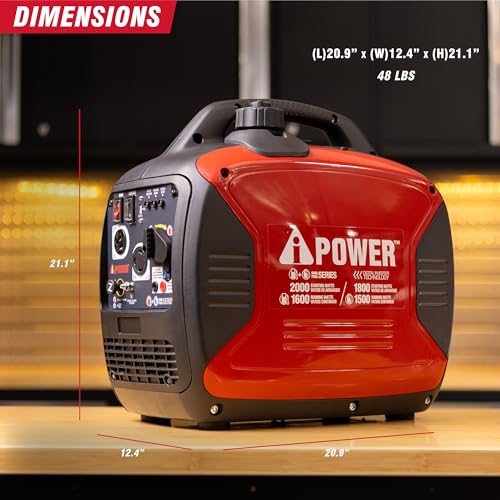 A-iPower SUA2000iD 2000 Watt Portable Inverter Generator Gas & Propane Powered, Small with Super Quiet Operation for Home, RV, or Emergency - Image 6