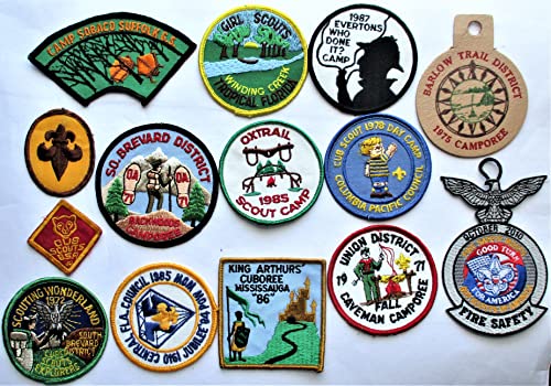 Lot of 14 Scouting Patches Barlow Camporee, King Arthurs; Cuboree Mississauga, Oxtrail, Camp Sobaco Suffolk, Winding Creek, Fire Safety, Brevard, Jubilee Pow Wow, Caveman, Columbia Pacific, Evertons
