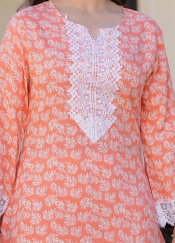 Image of Women's Pure Cotton Regular Fit Floral Printed A-Line Kurta