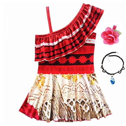 Girls' One Shoulder Swimwear One-Piece Digital Print Moana Swimsuit Costume Adventure Bathing Suit Birthday Gift