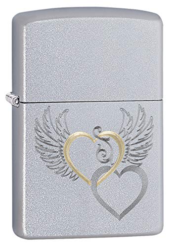 Encendedor Zippo Hearts and Wings Satin Chrome miniatura 1