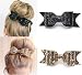 Fireboomoon 2 Pack Glitter Satin Big Bow Hair Clip Barrette Accessory For Girls and Women (Gold and Black)