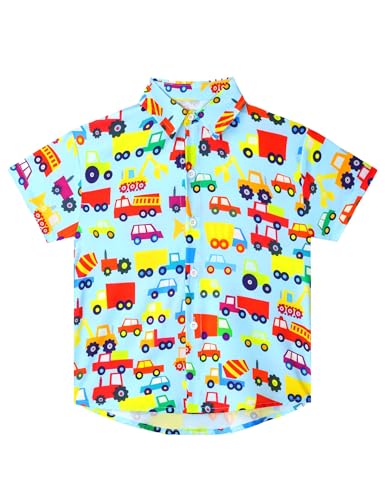Levasuph Tropisches Jungenhemd Fahrzeuge 4-5 Jahre