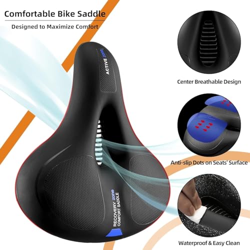 Image of Gadget Deals- Cycle Seat | Cycle seat Cushion | with Red Reflective Safety Strip Universal Memory Foam Waterproof Breathable Shock Absorbing| Cycle Saddle | Cycle Saddle seat