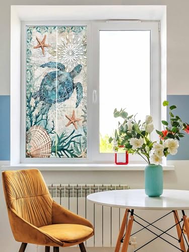 Vinilo decorativo para ventana 17.7"x39" Turquesa miniatura 2