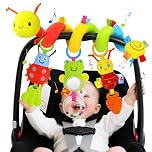 YELUFT Baby Pram Toys 0-6 Months,Newborn Spiral Pram Car Seat Toy for Babies 0-6 Months Hanging Pushchair Activity Sensory Soft Plush Toys for 0 3 6 9 12 Months Baby Girls Boys Gift