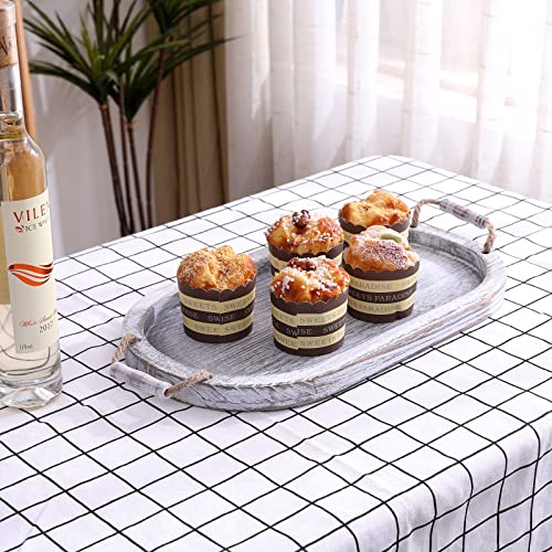 U/D Ud Wooden Serving Tray With Handles Rustic Farmhouse Decor Wood Pallet Decorations Ottoman Trays For Coffee Table Living Room Couch Tray thumb #3