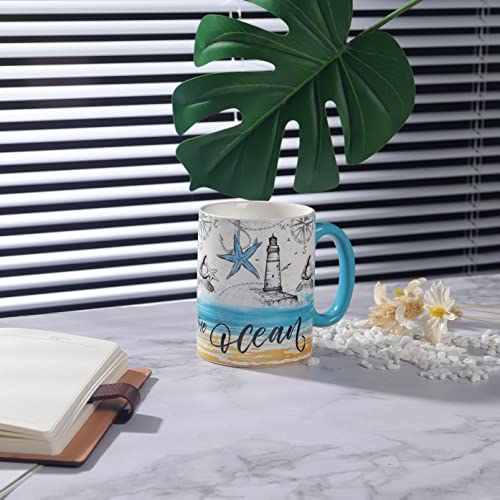 Nymphfable Taza de Náutica Tazas de Cafe Tazas Personalizada con Mango Taza te Ceramica Regalo 550ml - Imagen 6