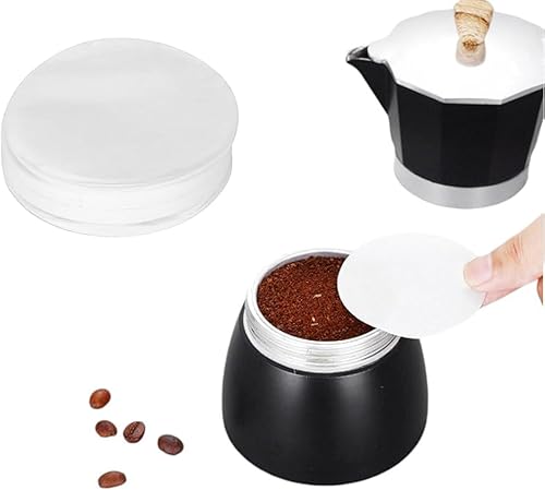 Paquetes de filtros de papel de repuesto para café, 100 unidades por juego de papel de filtro Moka Pot, filtros de café clásicos para café moca (No.