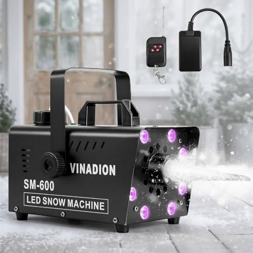 Snow Machine, 600W Portable Snow Maker, Upgraded with Wireless Remote Control and Metal Housing...