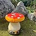 Small Mushroom Shape Ottoman, Mushroom Resin Stools, Chair for Yard Lawn Pond Ornament, Resin House Stool All Occasion(Orange)