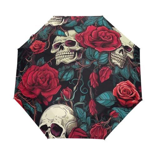 Parapluie pour la pluie compact et automatique à motif crâne de sucre