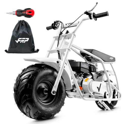 Image of FRP Mini Dirt Bike GMB100 Basic, New 99CC Gas Powered Mini Bike 4-Stroke 3HP, Off-Road for Teens /Adult, Trail Up to 28 Mph, Weight Support Up to 220 LBS,White