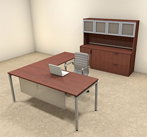 4pc L Shape Modern Contemporary Executive Office Desk Set OF-CON-L72