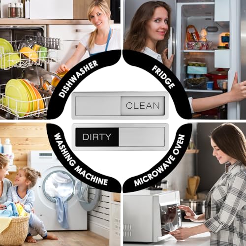 Magnet für Geschirrspüler Clean Dirty, Geschirrspülermagnet Clean Dirty Dishwasher Sign mit Schiebefunktion Kratzfest Geschirrspüler-Magnet Magnete-Schild für Kühlschrank Dekor(17,8 ×5 cm)