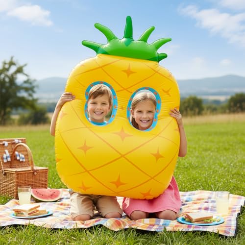 Image of Colingmill 50 Inch Pineapple Photo Frame Inflatable Pineapple Balloon Decorations Photo Backdrop Booth Selfie Frame Background for Xmas Party Supplies