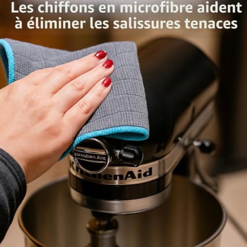 Kemes Lot de 6 chiffons en microfibre pour voiture, 380 g/m², 40 x 40 cm, pour la maison, les fenêtres et l'entretien de la voiture, chiffons de nettoyage multifonctionnels, gris foncé – vue 4