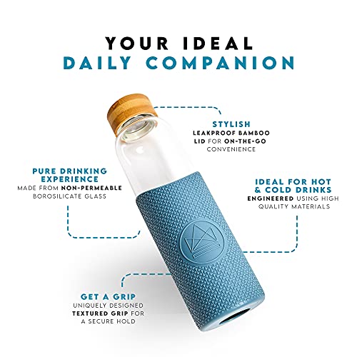Neon Kactus Glass Water Bottle, Pastel Blue, 550 ml - Image 2
