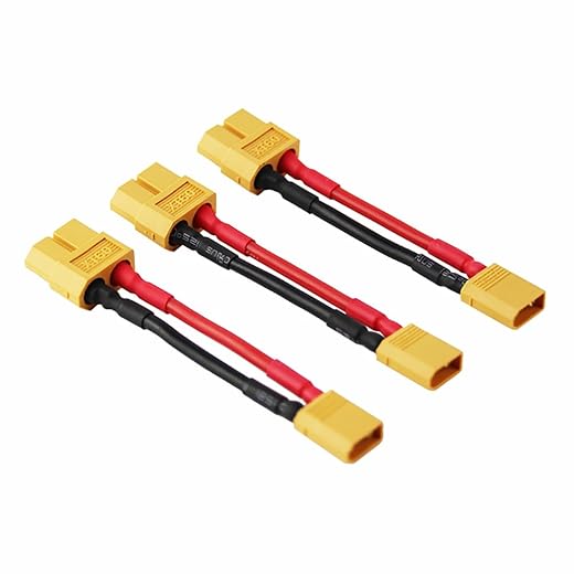 OliYin 3pcs Male XT-30 to Female XT-60 Connector Adapter XT30 XT60 FPV 16awg 1.96inch Cable(Pack of 3)
